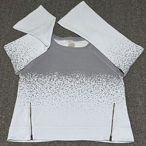 Calia by Carrie Underwood Ombre Bell Sleeve Sweater Blue Gray Splatter (Sz S)